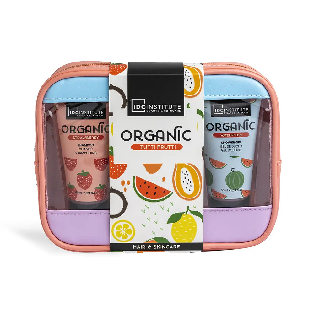 IDC INSTITUTE-BOLSA DE VIAGEM ORGÂNICA TUTTI-FRUTTI 4 peças.-DrShampoo - Perfumaria e Cosmética