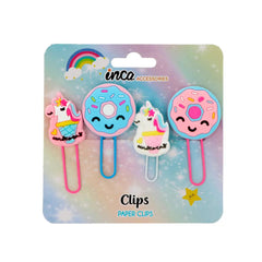 INCA-UNICORN AND DONUTS CLIPS 6 x 2.5 cm 4 u-DrShampoo - Perfumaria e Cosmética