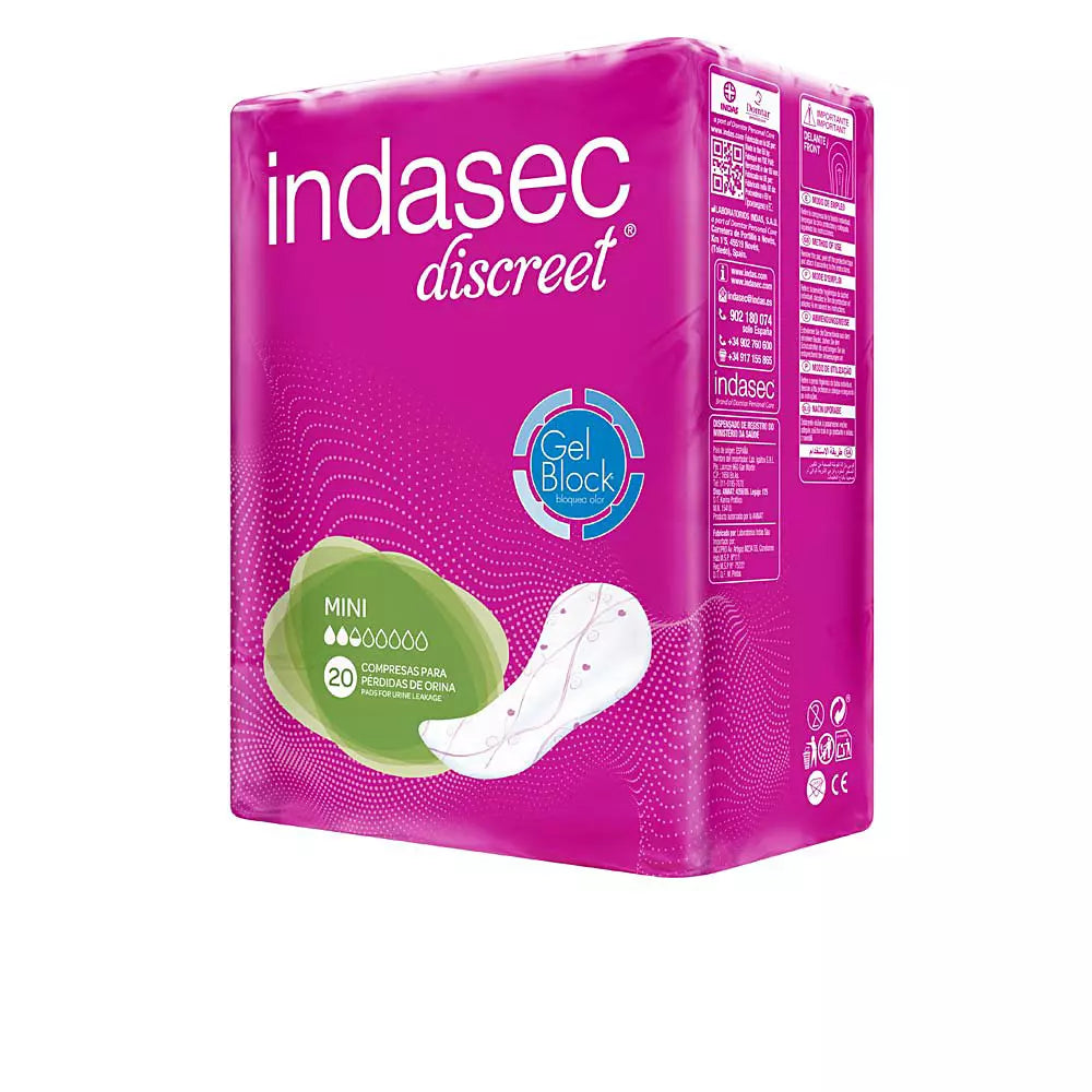 INDASEC-Discreet mini absorvente para incontinência 20 unidades-DrShampoo - Perfumaria e Cosmética