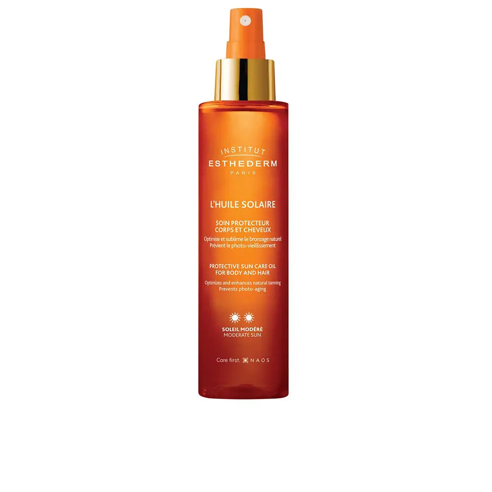 INSTITUT ESTHEDERM-L'HUILE SOLAIRE spray corporal e capilar para sol moderado 150 ml.-DrShampoo - Perfumaria e Cosmética