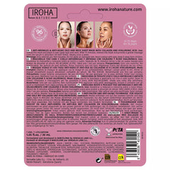 IROHA-100% ALGODÃO FACE & NECK MASK colágeno antiidade 1 uso-DrShampoo - Perfumaria e Cosmética