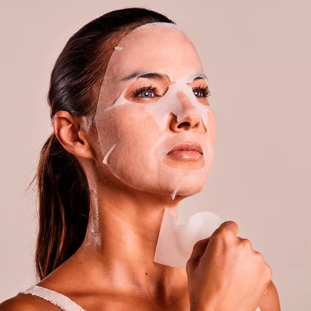 IROHA-100% ALGODÃO FACE & NECK MASK colágeno antiidade 1 uso-DrShampoo - Perfumaria e Cosmética