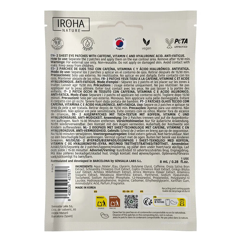 IROHA-Adesivos para contorno dos olhos com cafeína 8 ml-DrShampoo - Perfumaria e Cosmética
