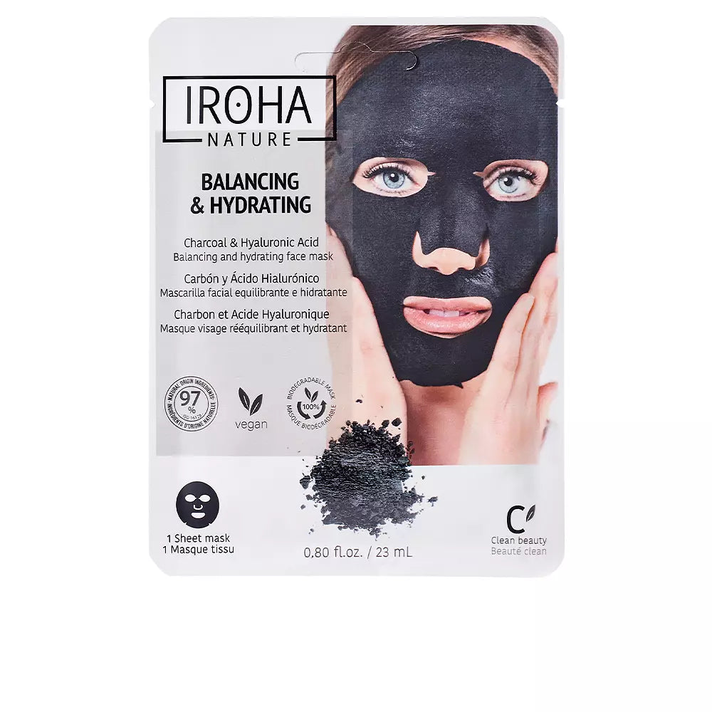 IROHA-DETOX CHARCOAL BLACK máscara facial de tecido 1 uso-DrShampoo - Perfumaria e Cosmética