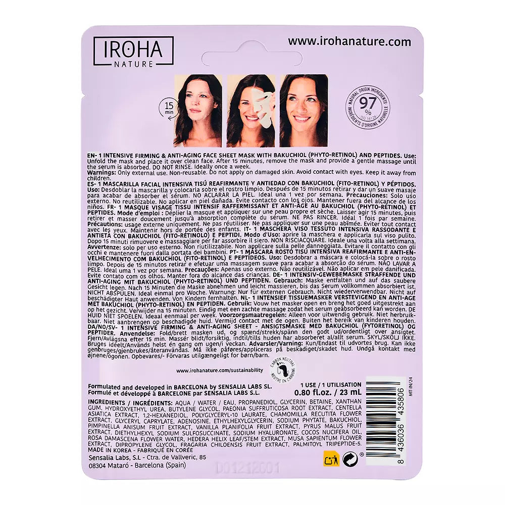 IROHA-FIRMING & ANTI-AGE backuchiol & peptídeos máscara facial reafirmante 2-DrShampoo - Perfumaria e Cosmética