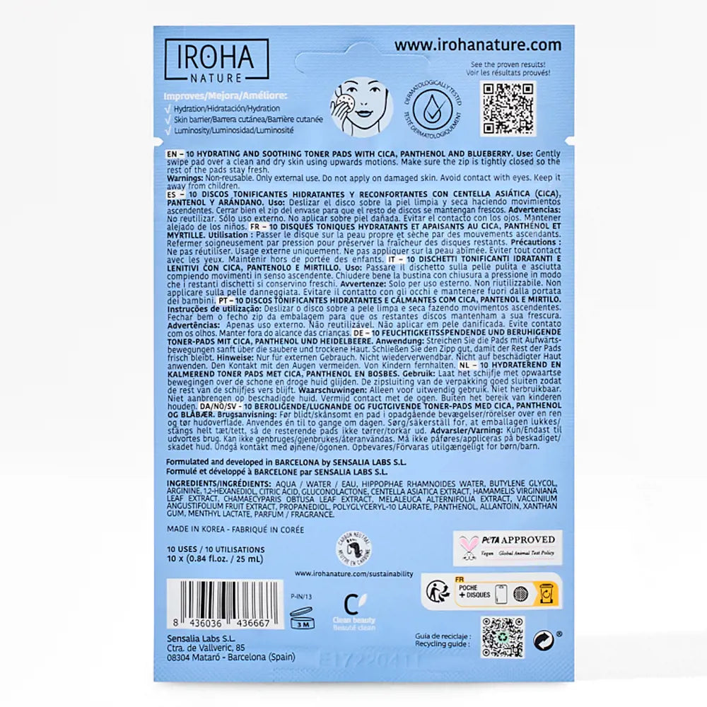 IROHA-HIDRATING TONER travesseiros pré-embebidos 10 u-DrShampoo - Perfumaria e Cosmética