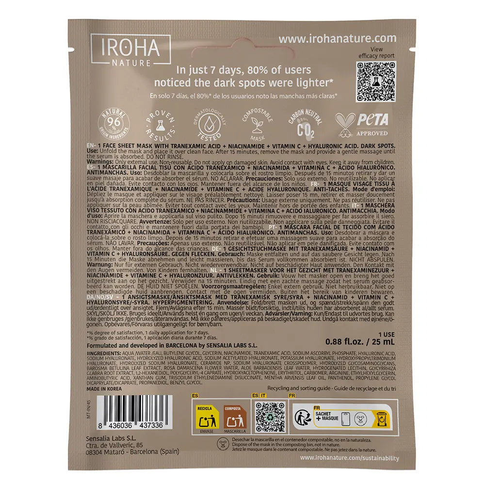 IROHA-Máscara facial DARK SPOTS 1 unidade-DrShampoo - Perfumaria e Cosmética