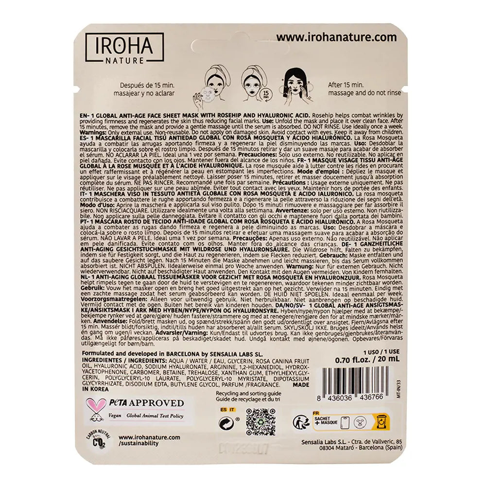 IROHA-Máscara facial de tecido ROSA MOÇALVHA-DrShampoo - Perfumaria e Cosmética