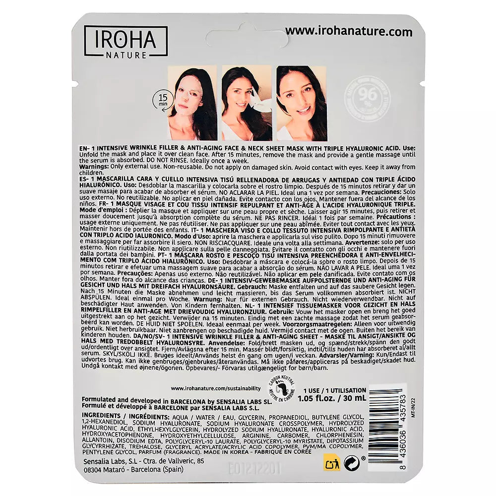 IROHA-PREENCHIMENTO DE RUGAS E ANTI-IDADE máscara de preenchimento facial e pescoço 30-DrShampoo - Perfumaria e Cosmética
