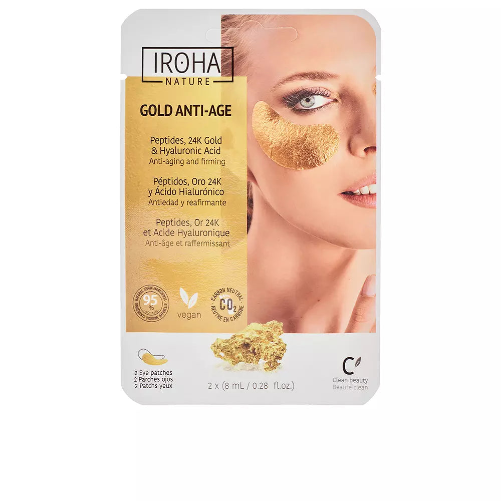 IROHA-Patches oculares de tecido GOLD firmeza extra 2 unid.-DrShampoo - Perfumaria e Cosmética