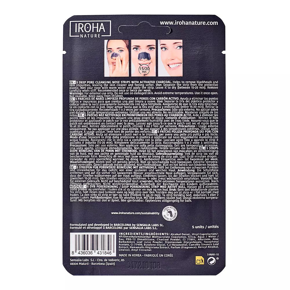 IROHA-tiras de nariz DETOX CHARCOAL BLACK 5 unidades-DrShampoo - Perfumaria e Cosmética