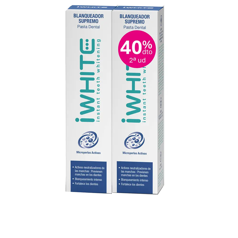 IWHITE-Pasta de dentes Supreme whitening pacote com 2 x 75 ml.-DrShampoo - Perfumaria e Cosmética