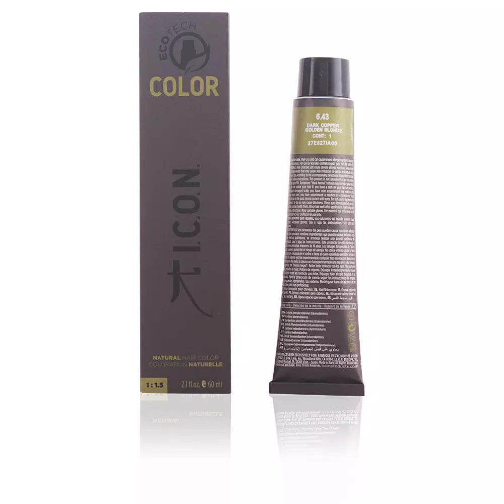 I.C.O.N.-ECOTECH COLOR 643 louro escuro cobre dourado 60 ml-DrShampoo - Perfumaria e Cosmética