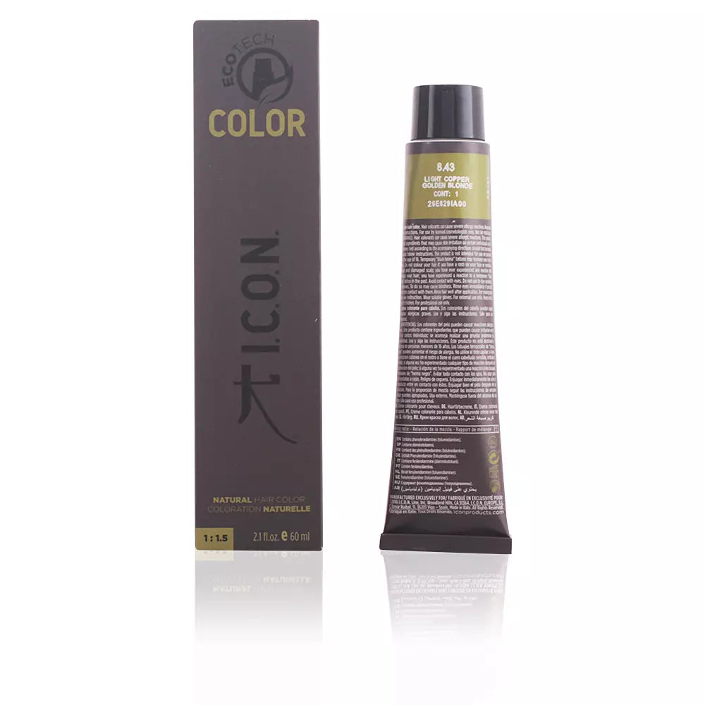 I.C.O.N.-ECOTECH COLOR 843 louro dourado claro acobreado 60 ml-DrShampoo - Perfumaria e Cosmética