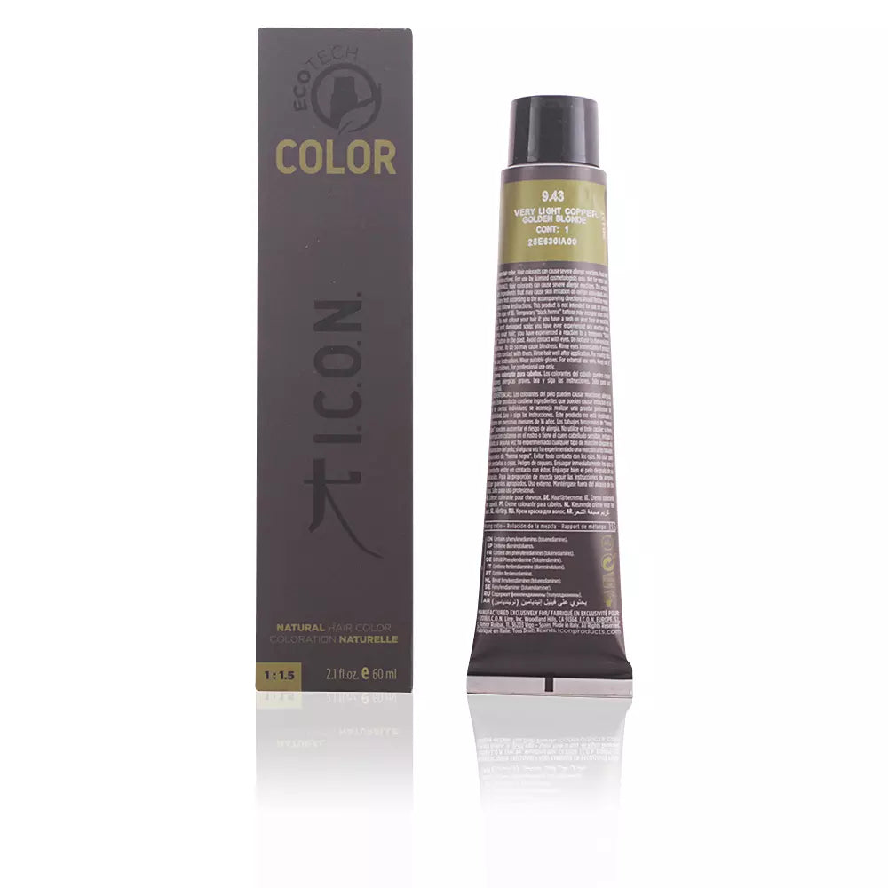 I.C.O.N.-ECOTECH COLOR 943 louro dourado acobreado muito claro 60 ml-DrShampoo - Perfumaria e Cosmética