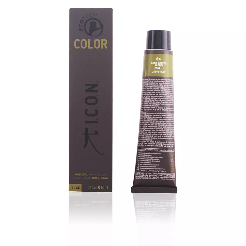 I.C.O.N.-ECOTECH COLOR cor natural 64 loiro cobre escuro 60 ml-DrShampoo - Perfumaria e Cosmética