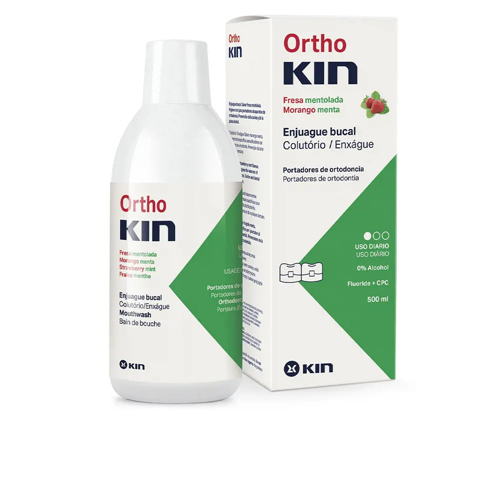 KIN-ORTHOKIN enxaguante bucal mentolado morango 500 ml-DrShampoo - Perfumaria e Cosmética