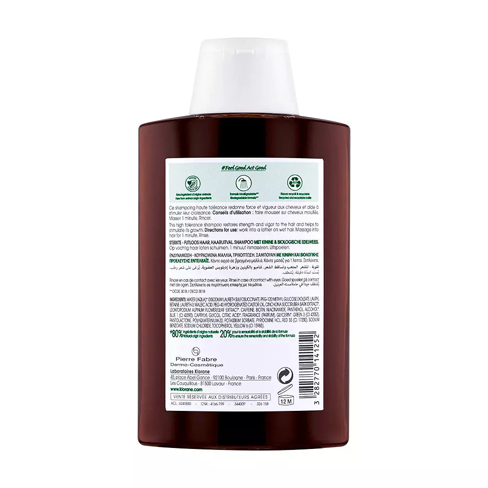 KLORANE-Shampoo FORTIFYING & STIMULATING com quinina orgânica e edelweiss-DrShampoo - Perfumaria e Cosmética
