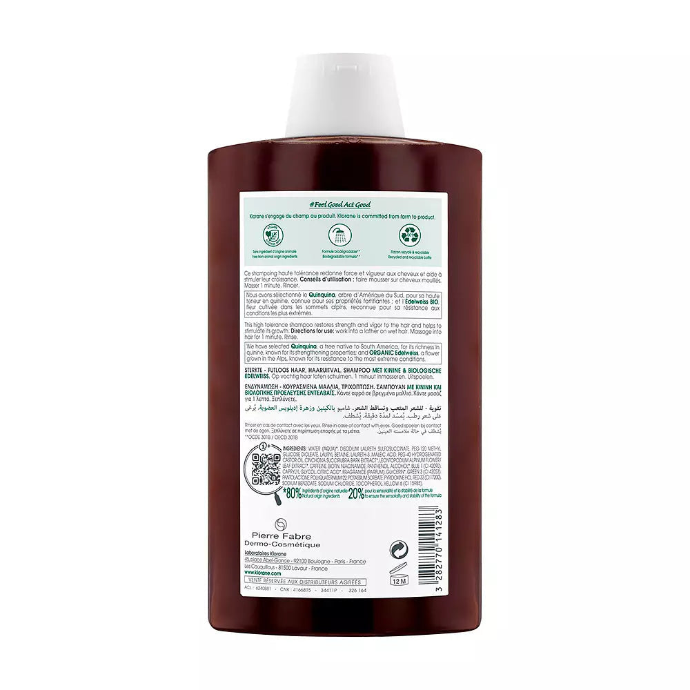 KLORANE-Shampoo FORTIFYING & STIMULATING com quinino e edelweiss orgânico-DrShampoo - Perfumaria e Cosmética