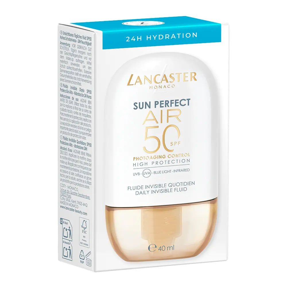 LANCASTER-SUN PERFECT AIR HYDRATION fluido invisível diário FPS50 40 ml-DrShampoo - Perfumaria e Cosmética