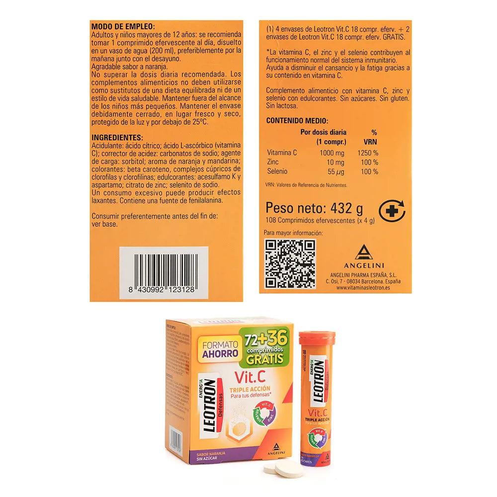 LEOTRON-Comprimidos efervescentes de tripla ação VITAMINA C 72 + 36 para presente-DrShampoo - Perfumaria e Cosmética