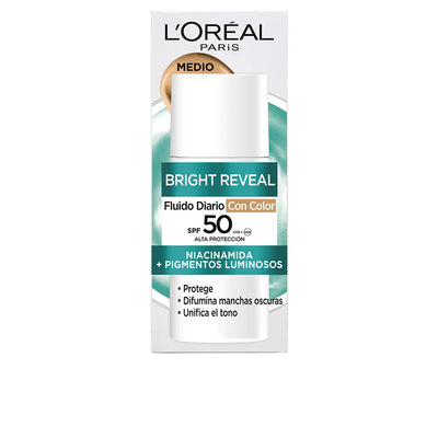 L'ORÉAL PARIS-BRIGHT REVEAL NIACINAMIDA fluido diario SPF50 #medio 50 ml-DrShampoo - Perfumaria e Cosmética