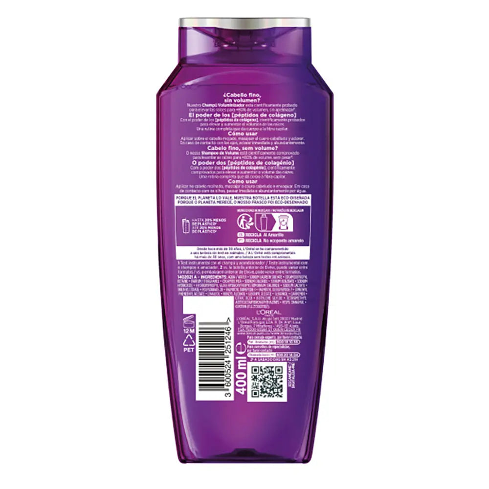 L'ORÉAL PARIS-ELVIVE COLLAGEN LIFTER shampoo volumizador 400 ml-DrShampoo - Perfumaria e Cosmética