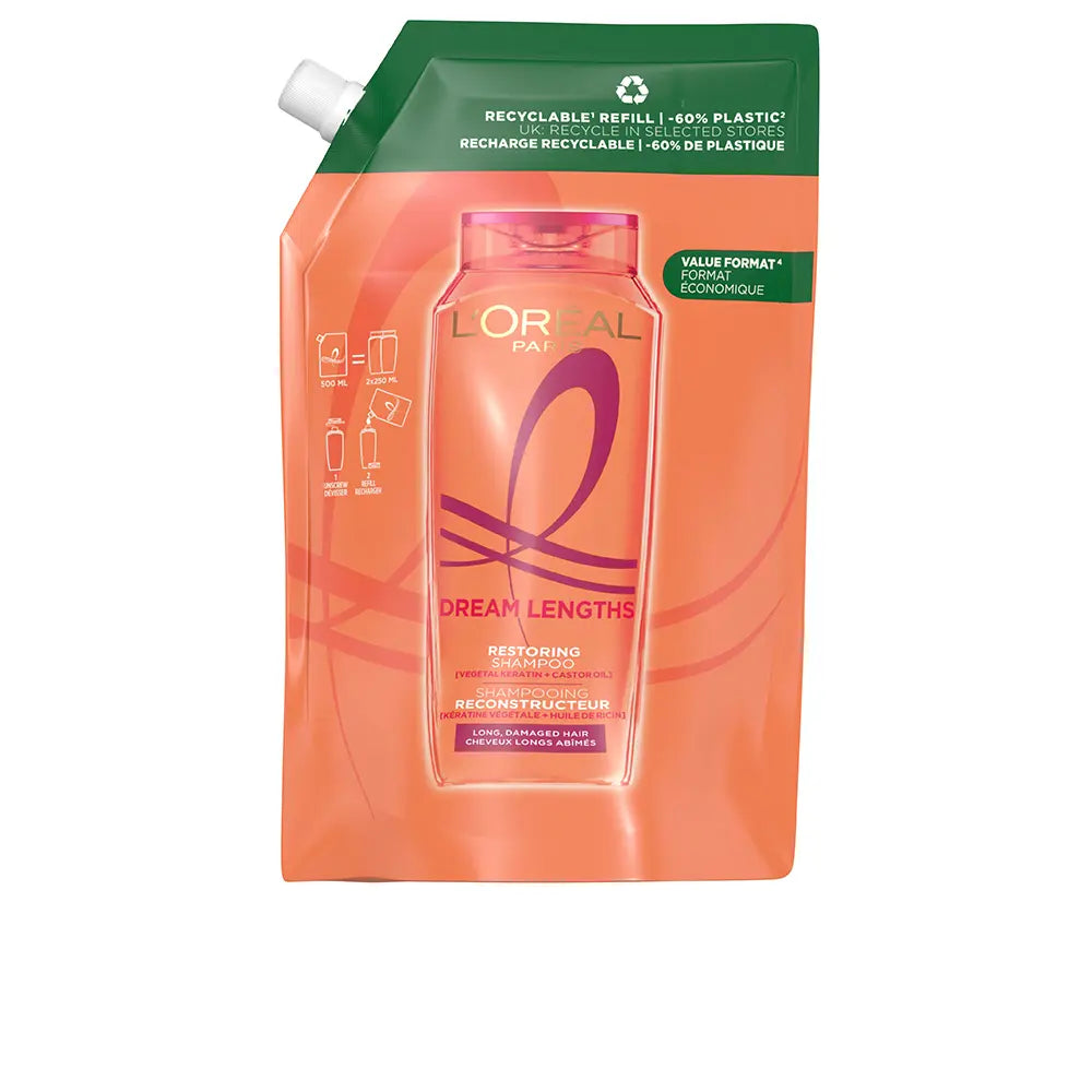 L'ORÉAL PARIS-ELVIVE DREAM LONG shampoo reconstructivo embalagem ecológica 500 ml.-DrShampoo - Perfumaria e Cosmética
