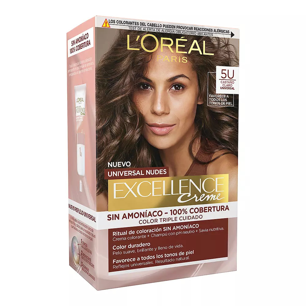 L'ORÉAL PARIS-EXCELÊNCIA creme universal nudes tintura 5u castanho claro-DrShampoo - Perfumaria e Cosmética