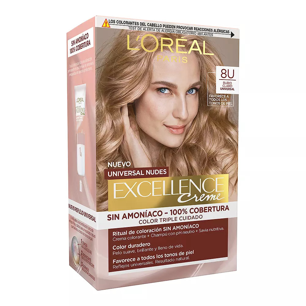 L'ORÉAL PARIS-EXCELÊNCIA creme universal nudes tintura 8u loiro claro.-DrShampoo - Perfumaria e Cosmética