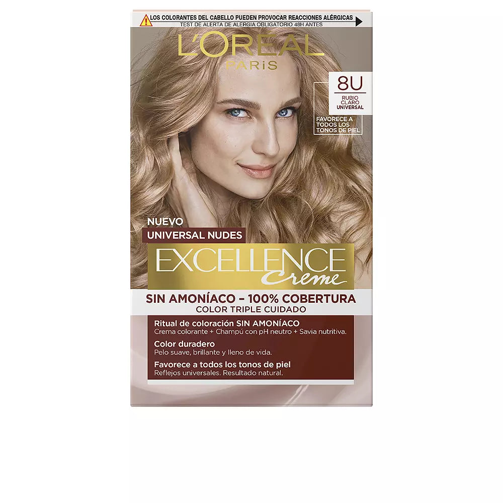 L'ORÉAL PARIS-EXCELÊNCIA creme universal nudes tintura 8u loiro claro.-DrShampoo - Perfumaria e Cosmética