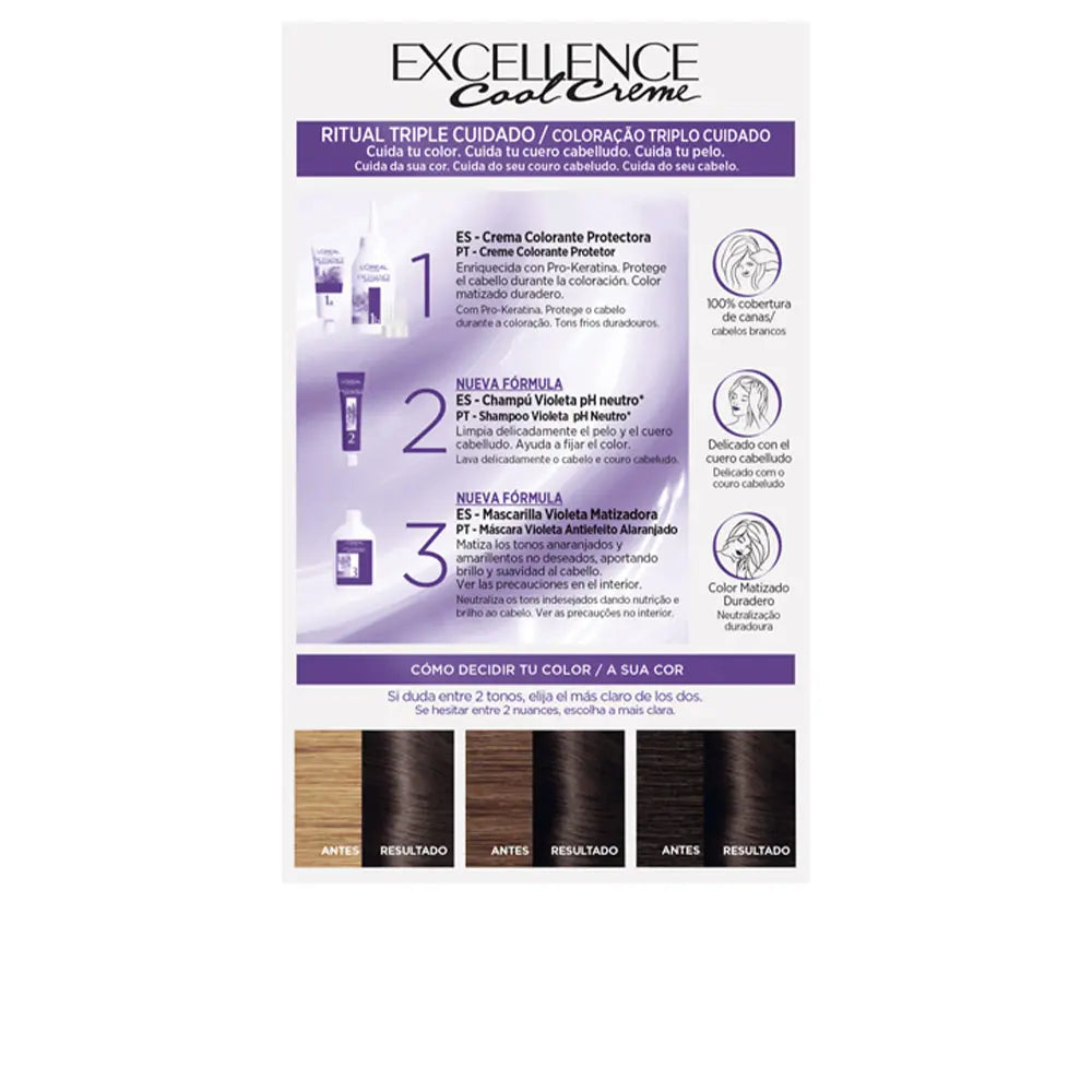 L'ORÉAL PARIS-EXCELLENCE COOL creme matiz 511 castanho claro cinza intenso-DrShampoo - Perfumaria e Cosmética