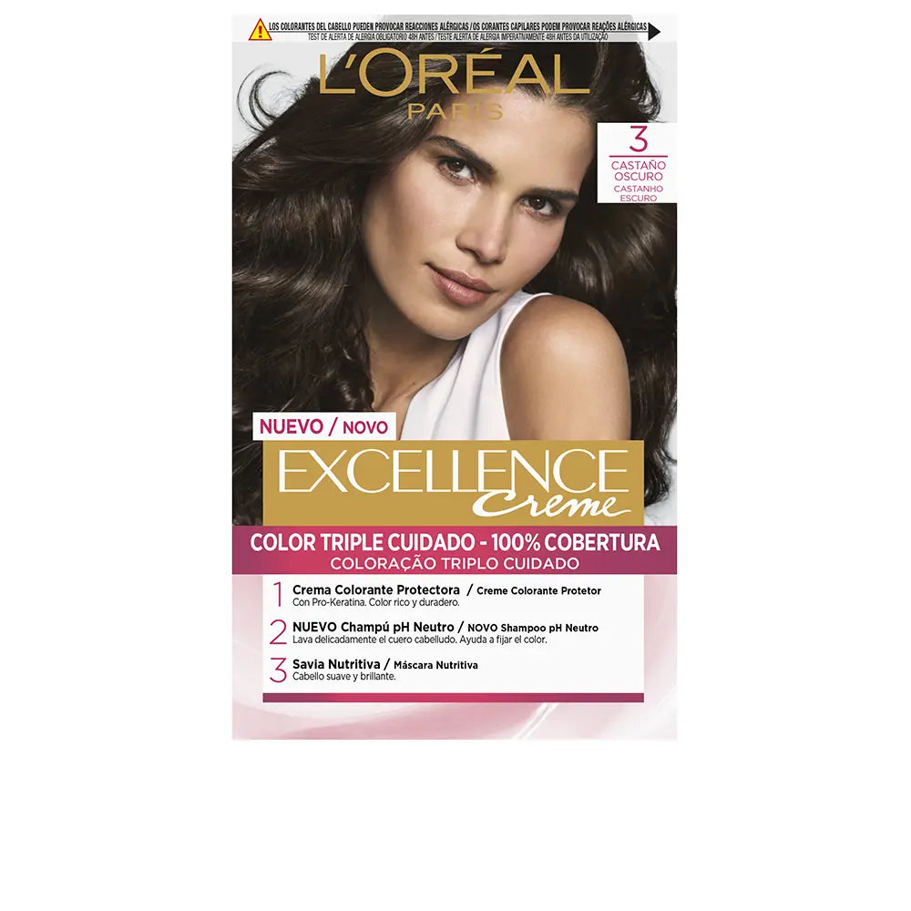 L'ORÉAL PARIS-EXCELLENCE Creme dye 3 marrom escuro-DrShampoo - Perfumaria e Cosmética