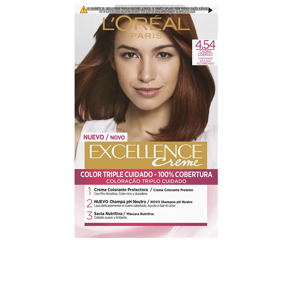 L'ORÉAL PARIS-EXCELLENCE Creme matiz 454 marrom mogno cobre-DrShampoo - Perfumaria e Cosmética