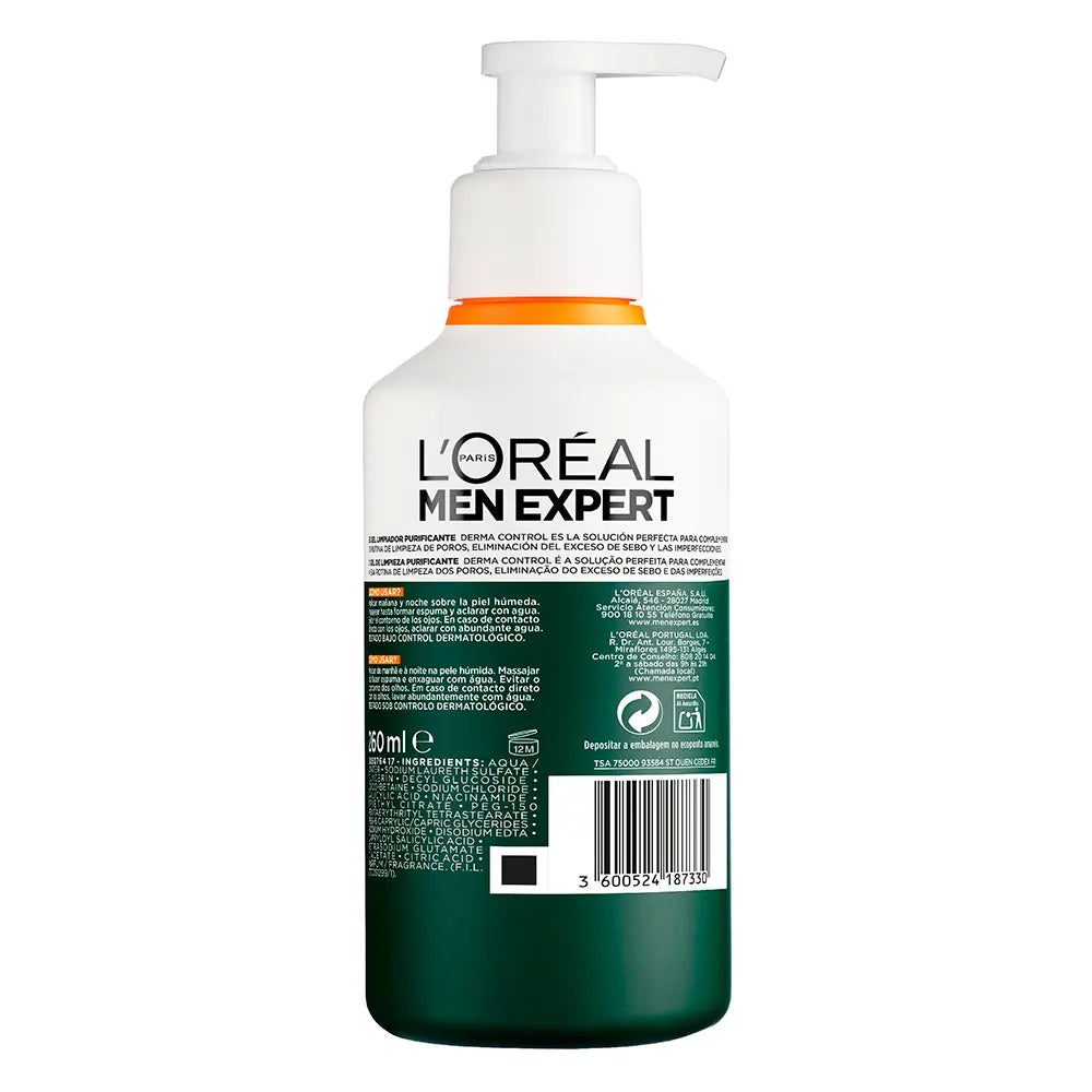 L'ORÉAL PARIS-MEN EXPERT DERMA CONTROL gel de limpeza purificante 260 ml-DrShampoo - Perfumaria e Cosmética