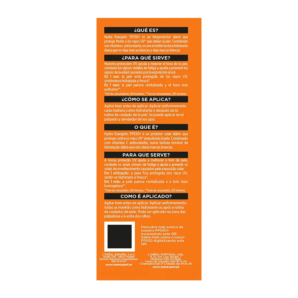 L'ORÉAL PARIS-MEN EXPERT hydra energetic fluido invisible diario SPF50+ 50 ml-DrShampoo - Perfumaria e Cosmética