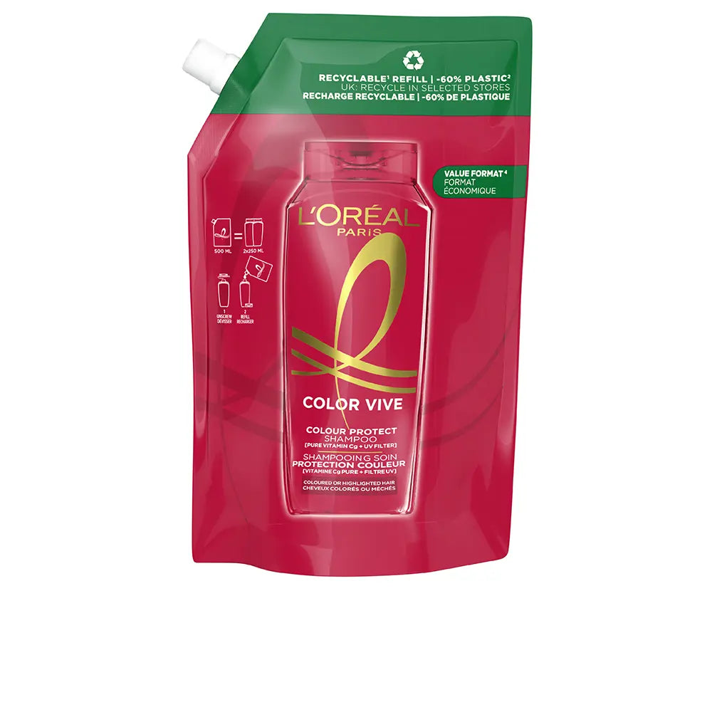 L'ORÉAL PARIS-Shampoo protetor recarga eco pack 500 ml ELVIVE COLOR-VIVE.-DrShampoo - Perfumaria e Cosmética