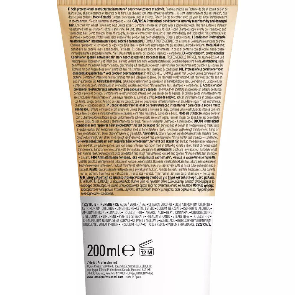 L'ORÉAL PROFESSIONNEL PARIS-ABSOLUT REPAIR condicionador profissional 200 ml-DrShampoo - Perfumaria e Cosmética