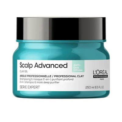 L'ORÉAL PROFESSIONNEL PARIS-MÁSCARA SHAMPOO PURIFICADOR PROFUNDO CLAY 2 em 1 SCALP ADVANCED 250 ml.-DrShampoo - Perfumaria e Cosmética