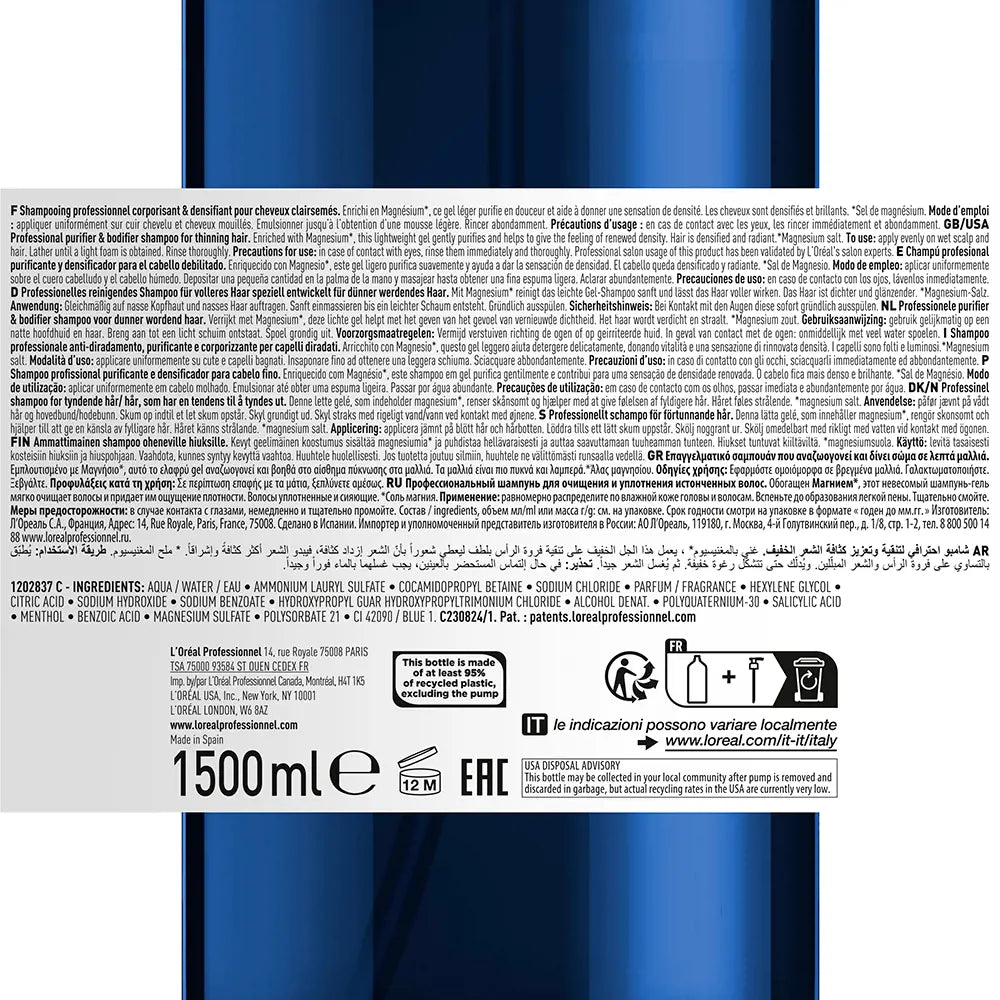 L'ORÉAL PROFESSIONNEL PARIS-SERIOXYL ADVANCED purifying body shampoo 1500 ml-DrShampoo - Perfumaria e Cosmética