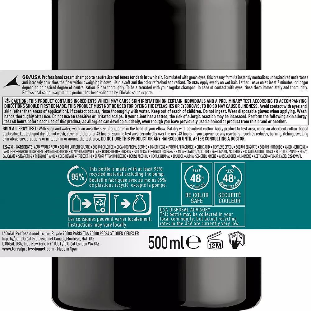 L'ORÉAL PROFESSIONNEL PARIS-SHAMPOO PROFISSIONAL DE TINTURA VERDE CHROMA CREME 500 ML-DrShampoo - Perfumaria e Cosmética