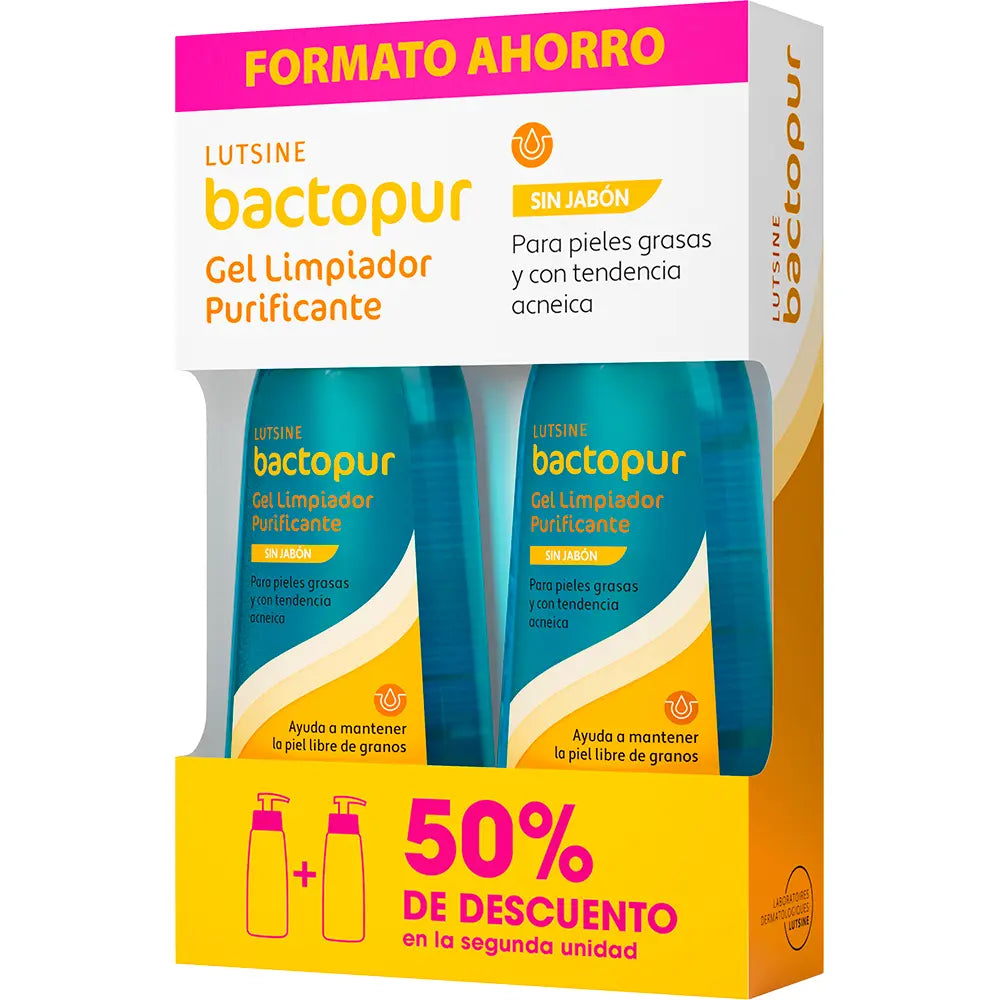 LUTSINE E45-Gel de limpeza purificante BACTOPUR pack 2 x 200 ml.-DrShampoo - Perfumaria e Cosmética