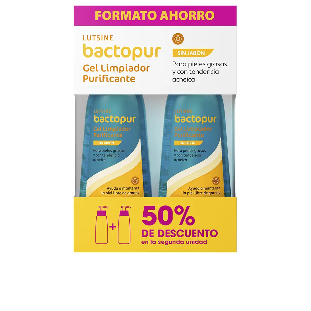 LUTSINE E45-Gel de limpeza purificante BACTOPUR pack 2 x 200 ml.-DrShampoo - Perfumaria e Cosmética