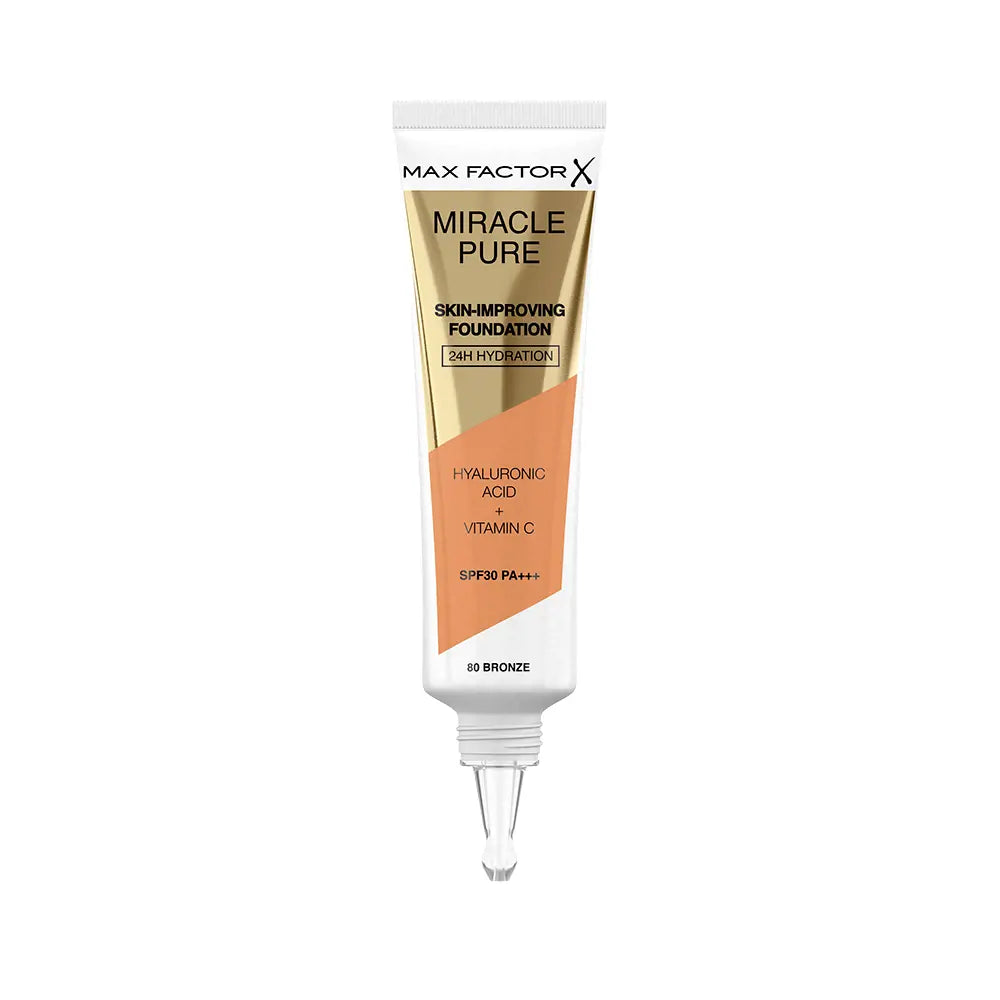 MAX FACTOR-Base MIRACLE PURE SPF30 80 bronze 30 ml-DrShampoo - Perfumaria e Cosmética