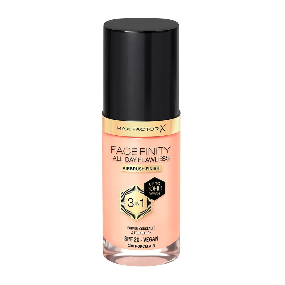 MAX FACTOR-FACEFINITY ALL DAY FLAWLESS 3 IN 1 foundation C30 porcelain 30 ml-DrShampoo - Perfumaria e Cosmética