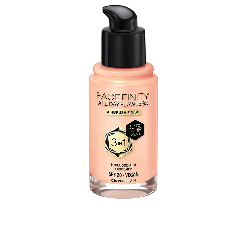 MAX FACTOR-FACEFINITY ALL DAY FLAWLESS 3 IN 1 foundation C30 porcelain 30 ml-DrShampoo - Perfumaria e Cosmética