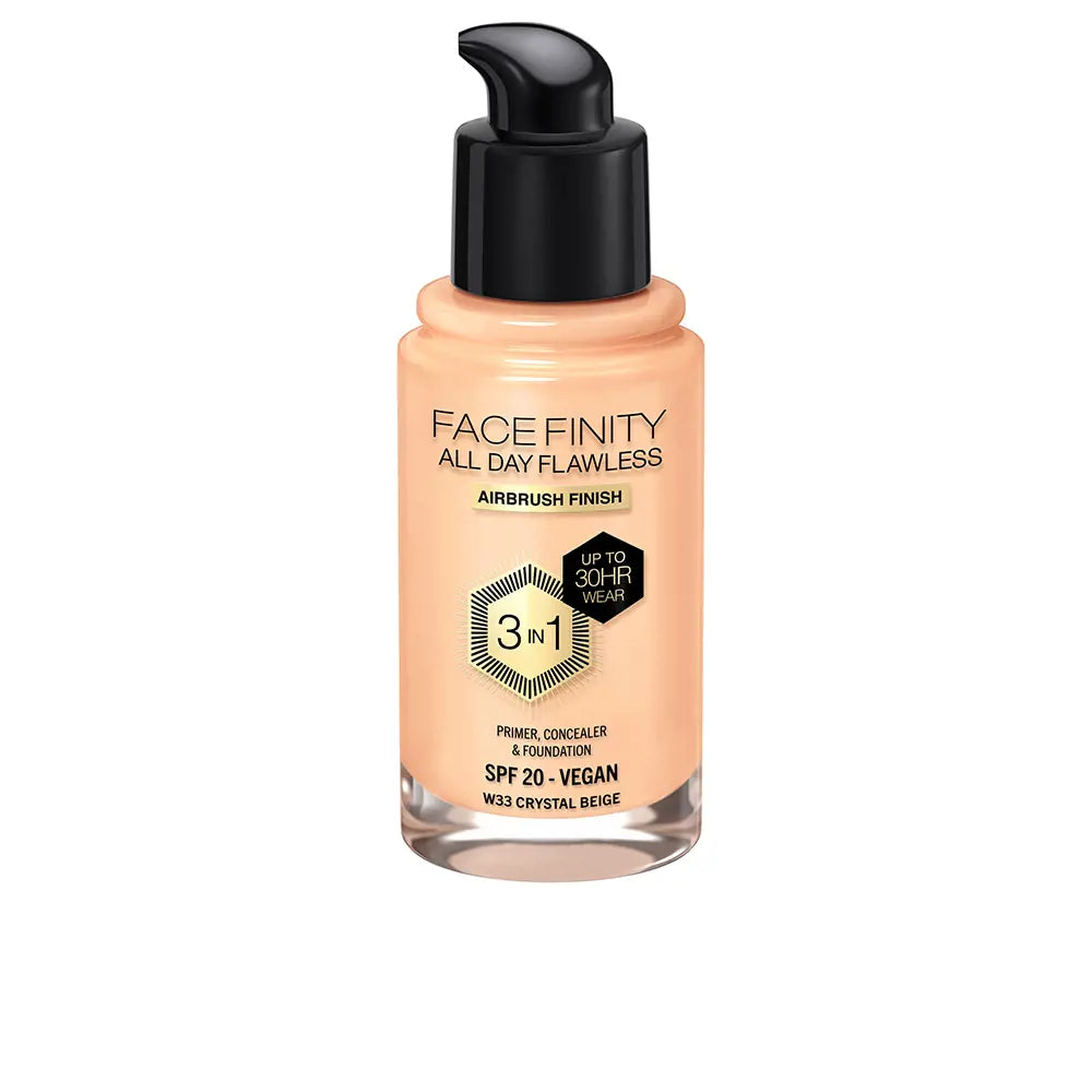 MAX FACTOR-FACEFINITY ALL DAY FLAWLESS 3 IN 1 foundation W33 crystal beige 30 ml-DrShampoo - Perfumaria e Cosmética