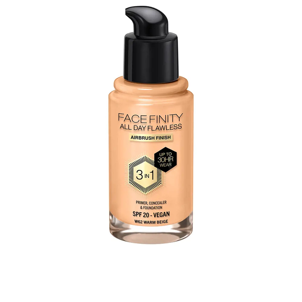 MAX FACTOR-FACEFINITY ALL DAY FLAWLESS 3 IN 1 foundation W62 warm beige 30 ml-DrShampoo - Perfumaria e Cosmética