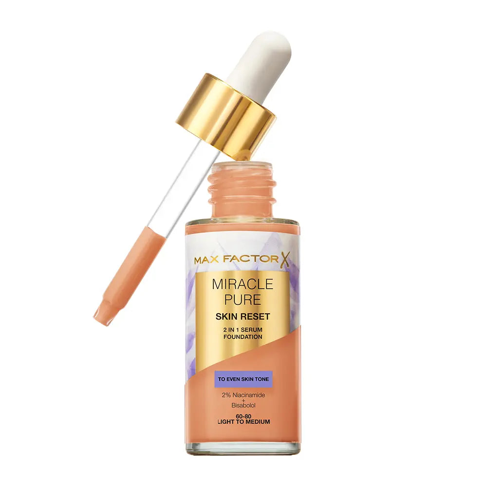MAX FACTOR-Soro MIRACLE PURE com cor #60 - 80-Leve a Médio 30 ml-DrShampoo - Perfumaria e Cosmética