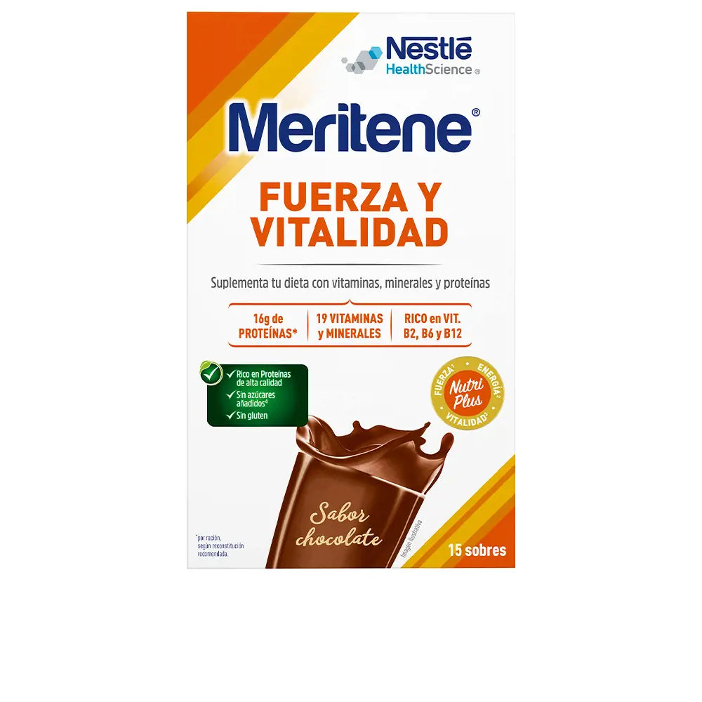 MERITENE-Sachês de chocolate FORÇA E VITALIDADE 15 x 30 gr-DrShampoo - Perfumaria e Cosmética